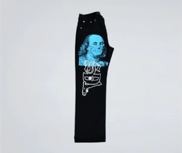 Black/Blue Skeleton SDL Jeans Side Pose