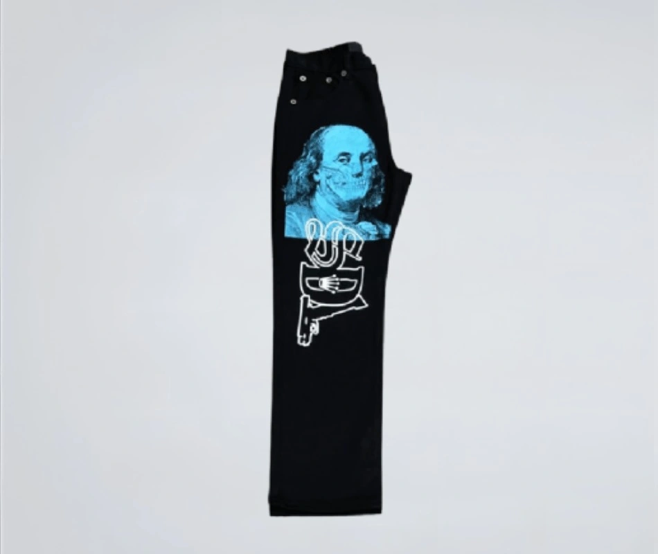 Black-Blue-Skeleton-SDL-Jeans-Side-Pose Black/Blue Skeleton SDL Jeans Side Pose